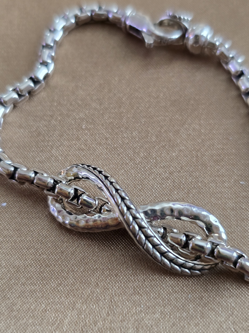 JAI Sterling Silver Infinity Link Bracelet - Silver Tone - Picture 4 of 5
